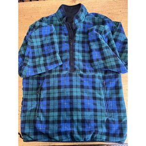 Chubbies Sherpa Reversible 1/4 Snap Pullover Jacket Green‎ Plaid Men's Sz M